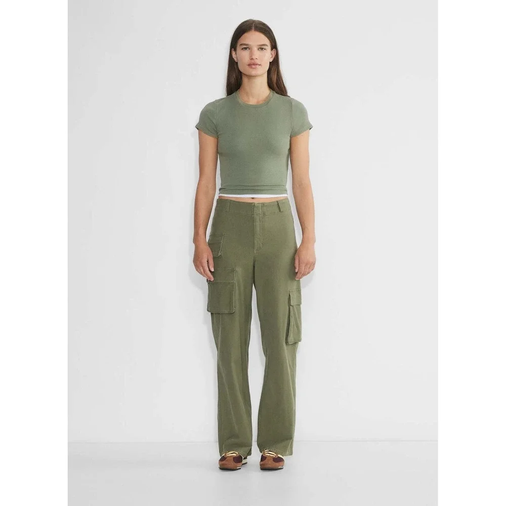 TNA Aritzia Picture Cargo Pant Olive Green High Rise Wide Leg Indie Y2K Size 0 - Picture 2 of 16
